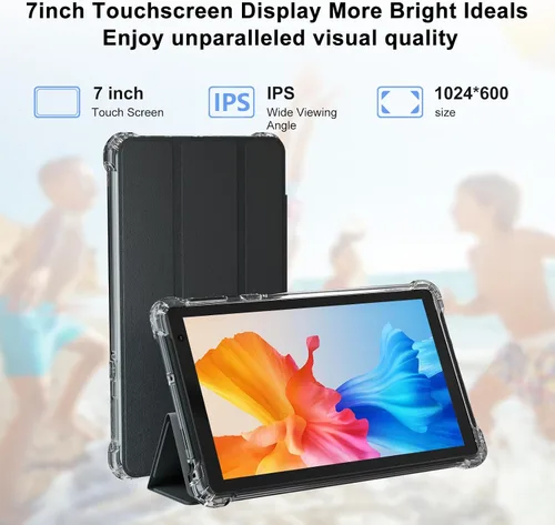 Vista 4 de PEICHENG Tableta con Estuche Protector, 7" IPS 1024 * 600 Android 15.0 Tab PC RAM 8GB (3+5 Expand) + ROM 32GB Bluetooth 5.0 WiFi 6 2.4G+5G 2MP+5MP