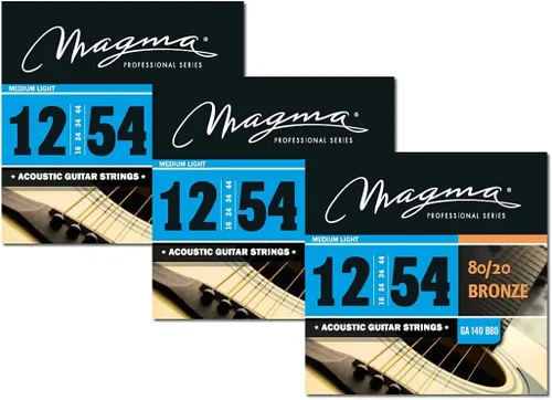 Vista 6 de Magma Cuerdas para guitarra acústica, calibre de luz regular 80/20, juego de bronce.011 - .052 (GA130B80), 1 juego