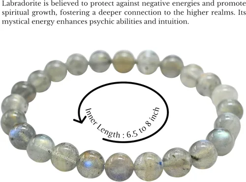 Vista 147 de Amazing Gemstone Pulsera de cristal para mujeres y hombres, pulsera de cristal curativo de protección, pulsera elástica con cuentas de piedras