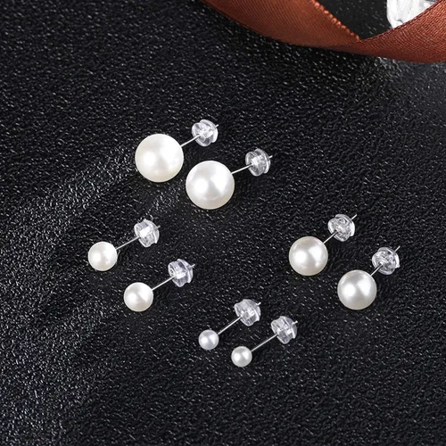 Vista 6 de Aretes de perlas de agua dulce, hipoalergénicos, de 4 a 0.472 in, para mujeres, regalos de damas de honor