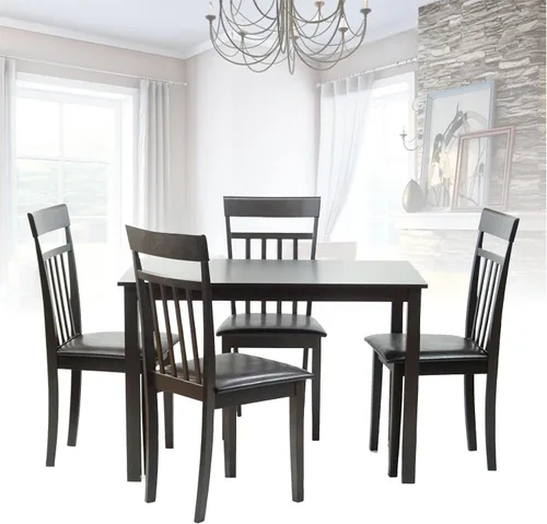 Vista 4 de Mesa rectangular clásica de madera maciza moderna en acabado negro espresso
