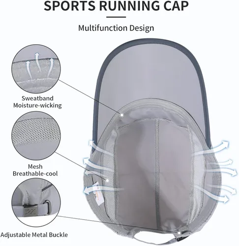 Vista 58 de Gorra deportiva de malla ligera de secado rápido para hombres y mujeres