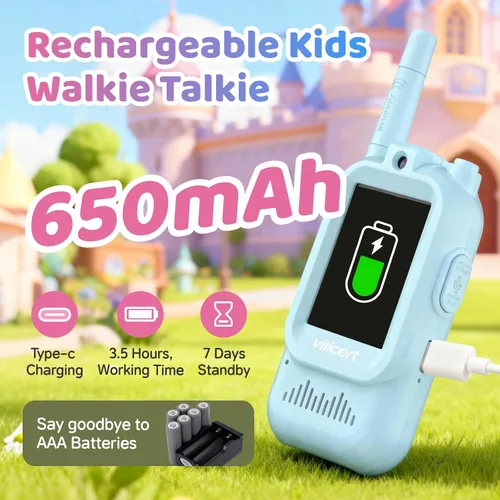 Vista 7 de Walkie Talkies de video con pantalla en tiempo real y cambiador de voz, radios recargables de largo alcance para niños de 3 a 12 años, regalos