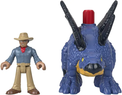 Vista 4 de Fisher-Price Imaginext Jurassic World - Juego de figuras de dinosaurio de Estegosaurio y Dr. Alan Grant para juegos de simulación preescolares niños