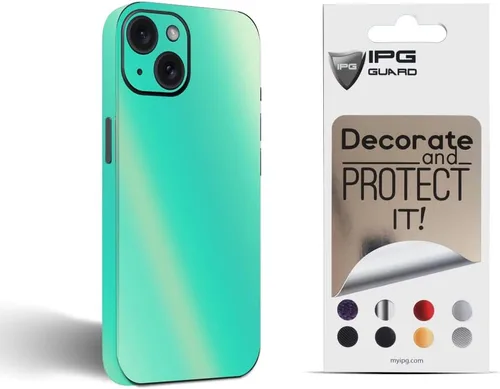 Vista 9 de IPG Compatible con iPhone 15 Plus, parte trasera y laterales de vinilo de fibra de carbono, protección completa, protección contra arañazos