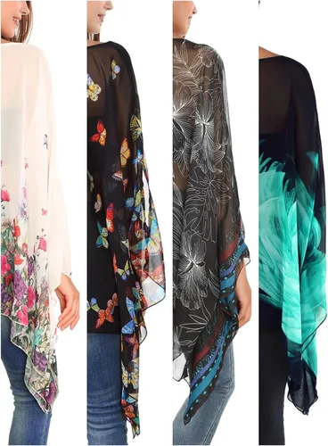 Vista 4 de DJT Traje de baño de verano para mujer, salida de baño para mujer, blusas de gasa, túnica