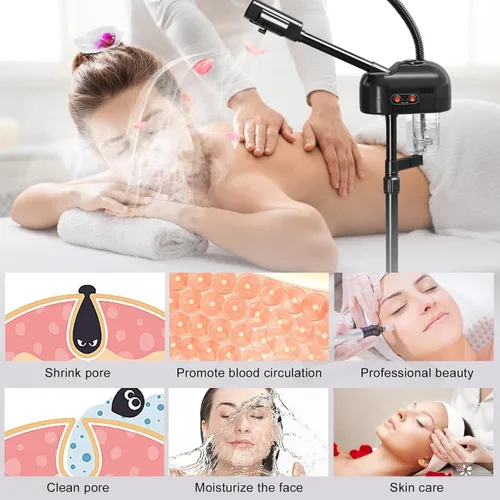 Vista 7 de Vaporizador facial 2 en 1 de Winado con luz de magnificación 5X, limpieza profunda para el cuidado personal de la piel, humidificador profesional