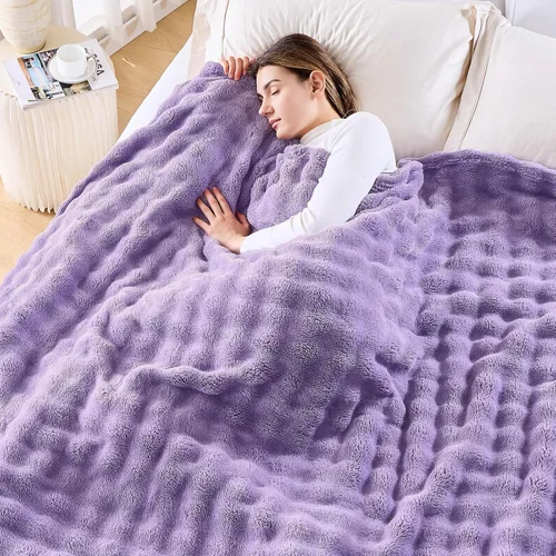 Vista 54 de NEWCOSPLAY Manta para Sofá Aqua Súper Suave de Franela Polar 3D Burbuja Ligera Manta de Cama para Uso en Todas las Estaciones (Aqua, Throw(50"x60"))