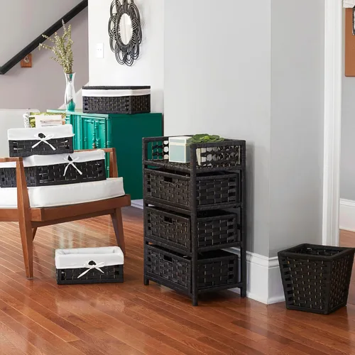 Vista 7 de Cajonera de mimbre y cuerda de papel Household Essentials, con 3 cajones
