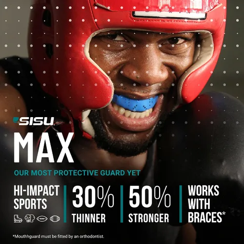 Vista 2 de SISU Protector bucal deportivo máximo de 0.094 in para fútbol, hockey, lacrosse, boxeo, ajuste personalizado para jóvenes/adultos