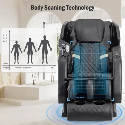 Vista 3 de Silla de masaje de cuerpo completo de gravedad cero 2026, 8 rodillos shiatsu fijos, calentamiento de cintura, compresión de aire y rodillos de pie