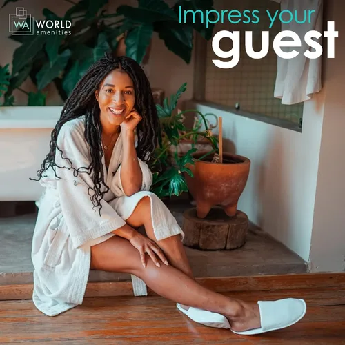 Vista 2 de World Amenities Pantuflas de spa prémium unisex a granel Punta cerrada, envueltas individualmente Pantuflas de hotel
