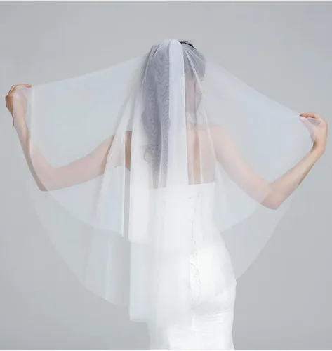Vista 3 de BEAAUTELICATE Wedding Bridal Veil with Comb 2 Tier Cut Edge With Comb Elbow Fingertip Length