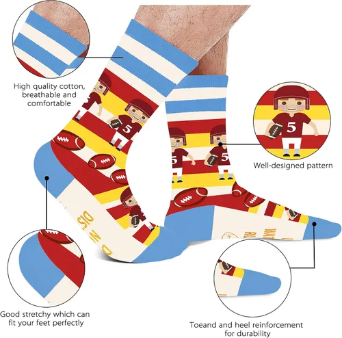 Vista 6 de AGRIMONY Calcetines divertidos para videojuegos, calcetines novedosos para hombres, mujeres, adolescentes y niños, calcetines de vestir de algodón