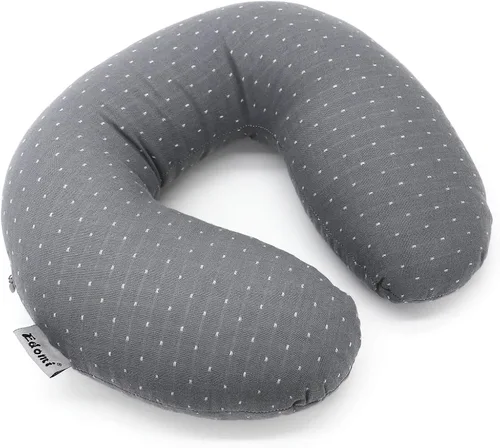 Vista 15 de Almohada de cuello de trigo sarraceno con funda de almohada de doble capa, almohadas ajustables firmes en forma de U, transpirables para un sueño