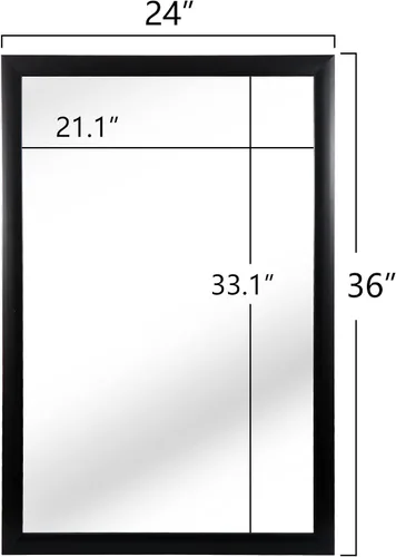 Vista 4 de ZenStyle Espejo de baño con marco de metal negro, espejo rectangular de 24 x 36 pulgadas con esquina de pico para entrada, sala de estar, baño