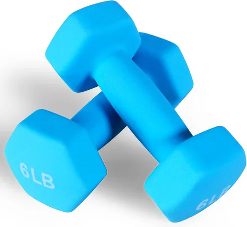 Vista 14 de Fitvids Neoprene Dumbbell Hand Weights, Anti-Slip, Anti-roll, Hex Shape Colorful, Pair or Set with Stand