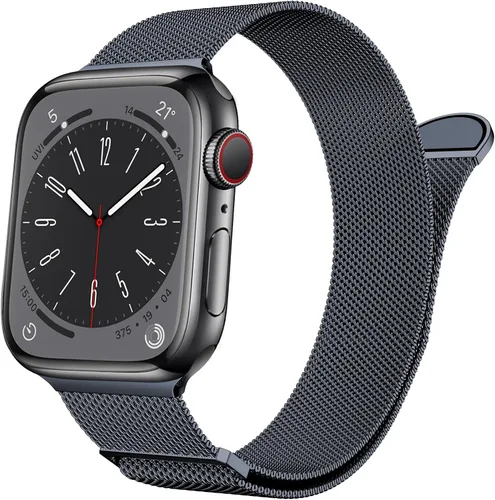 Vista 17 de Marge Plus Correa de malla de acero inoxidable cierre magnético para Apple Watch 7/6/5/4/3/2/1/SE de 1.5"/1.58"/1.61"/1.65"/1.73"/1.77" para A- Luz