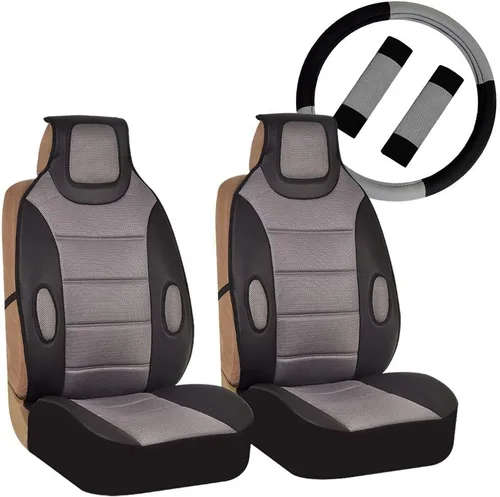 Vista 6 de FH Group - Almohadón para asiento delantero, Beige / Negro