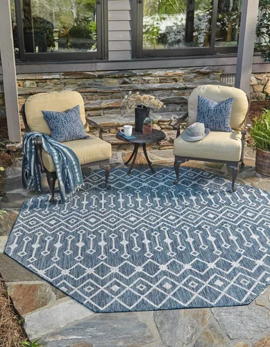 Vista 36 de Unique Loom Outdoor Trellis Collection - Alfombra de área con diseño de enrejado tribal (2 pies 2 pulgadas x 3 pies 1 pulgada, ovalada, azul/marfil)