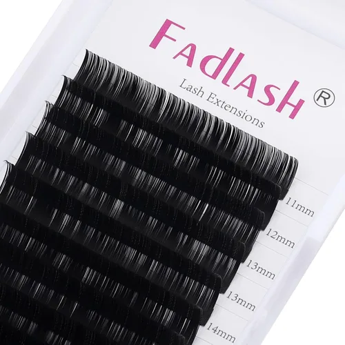 Vista 50 de Extensiones de pestañas de volumen regular, bandeja mixta, 0.03 mm, rizo B, 8-14 mm, de visón premium y seda, volumen de pestañas, suaves, mate