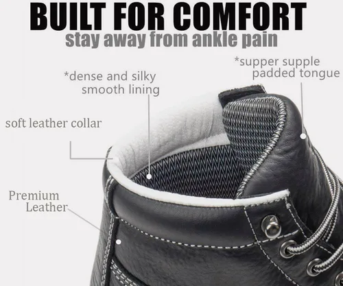 Vista 6 de SUREWAY Men's Lightweight Casual Soft Toe Work Boot - Moc Toe, Men's Construction Industry Safety Wedge Work Boot/Shoe - Black, Comfort Insole