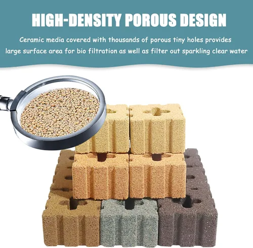 Vista 4 de SHIGATSU Medios de filtro de acuario, bloques de filtro de cerámica para acuario para agua salada y estanque de agua dulce (15 piezas)
