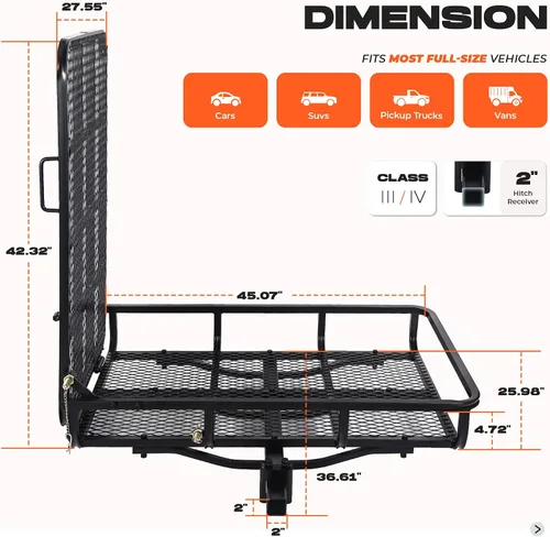 Vista 2 de ALMULOO Soporte de enganche con rampa plegable para sillas de ruedas