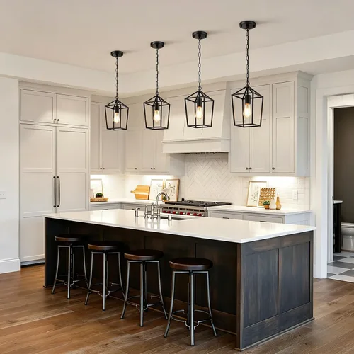 Vista 3 de Sheetea 2 Pack Pendant Lights Kitchen Island, Modern Black Light Fixtures