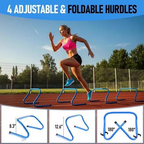 Vista 4 de Agility Ladder,Soccer Training Equipment Set,20ft Speed Ladder,4 Agility Hurdles,Football Basketball Training Equipment,Football Accessories for