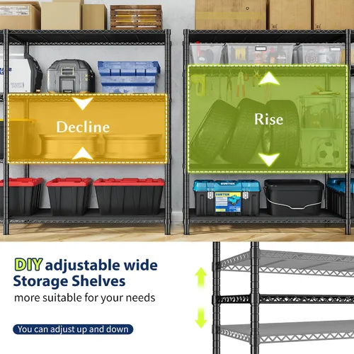 Vista 9 de Romorgniz - Estantes de almacenamiento, 1120 cargas resistentes y en forma de L, para cocina 4 Tier shelf 52.4" W,Waterproof &