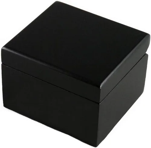 Vista 2 de Caja de música de madera enrollada con movimiento chapado en oro, piel Elise, negro