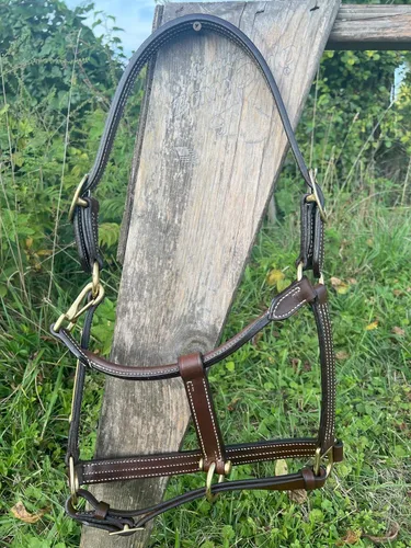 Vista 6 de Leaders - Cabestro de cuero para caballos con placa de nombre grabada personalizada para caballo
