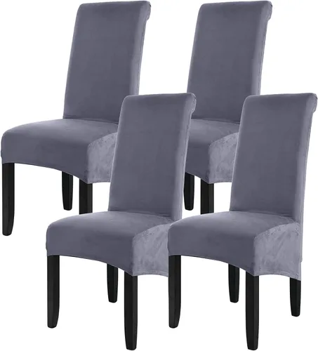 Vista 18 de ele ELEOPTION Fundas grandes de terciopelo y elastano para silla, fundas protectoras suaves y elásticas para silla, extraíbles y lavables para Negro