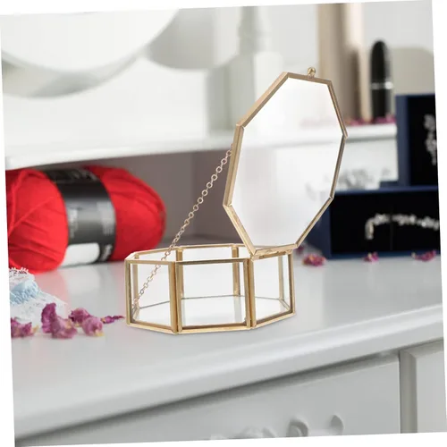 Vista 3 de Alipis Caja de almacenamiento octágono, caja de joyería vintage, regalo de escritorio de oficina para hombres, joyero para collares, estuche