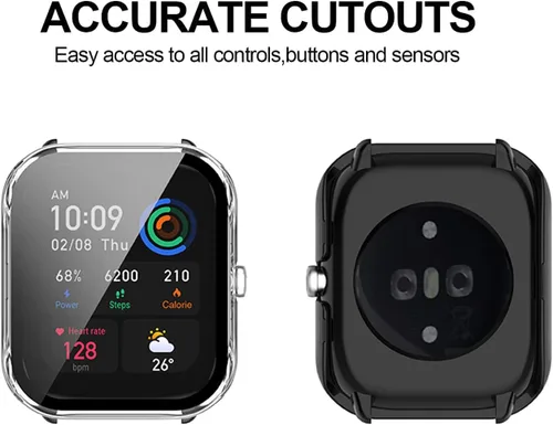 Vista 11 de E ECSEM Paquete de 2 protectores de pantalla compatibles con Amazfit GTS 4 Mini, pantalla de vidrio templado + fundas protectoras de policarbonato