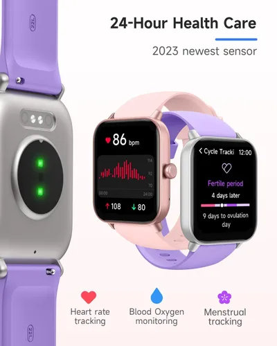 Vista 3 de TOOBUR Reloj inteligente para mujer con Alexa integrado, 1.8 pulgadas, compatible con Android iOS, responder y hacer llamadas, contador de pasos