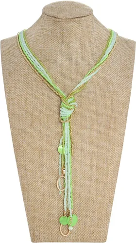 Vista 2 de Coiris Collar largo con cuentas de semillas múltiples, 10 collares largos con nudo de corbata para mujeres y niñas