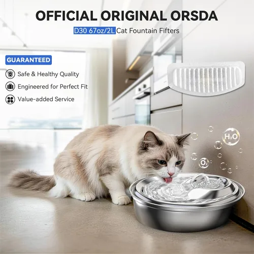 Vista 2 de ORSDA ORSDA - Filtros de fuente de agua para gatos, filtros de repuesto de carbono, filtro de resina solo para D30 de 67 oz/2 L, dispensador