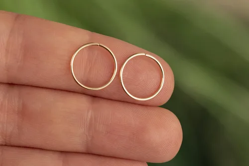 Vista 69 de Aretes de aro de oro de plata – Aretes de aro para mujer, dos piezas de aros de plata fina rellenos de oro, aro de hélice, anillo de tragus, aro