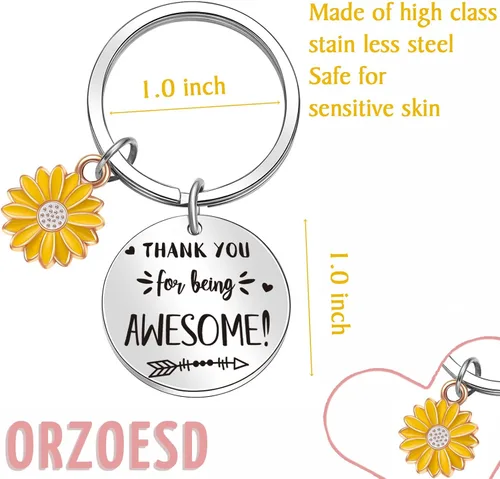 Vista 2 de ORZOESD Llavero de agradecimiento para compañeros de trabajo, joyería para jefe, regalo para empleados, joyería de mentor