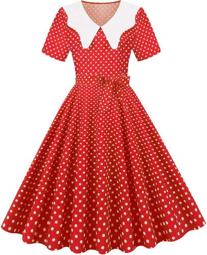 Vista 2 de Vestido largo de verano de manga corta para mujer, vestidos de cóctel de lunares, vestidos de verano para invitados de boda para mujer, vestido