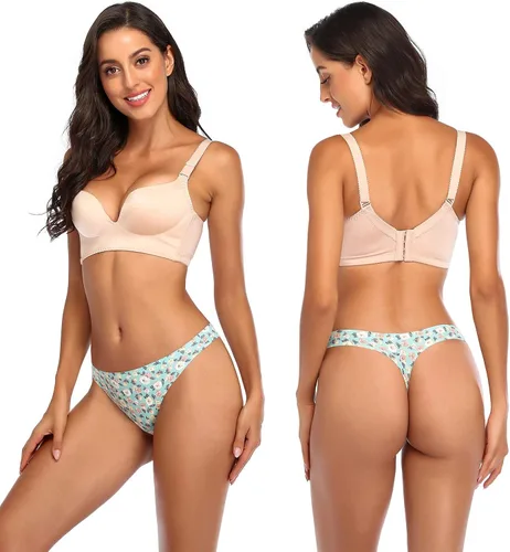 Vista 5 de QOVOQ Tangas sin costuras para mujer, tangas de algodón transpirables para mujer, paquete de ropa interior para mujer