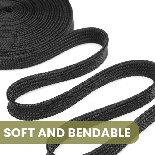 Vista 2 de 0.7" Nylon Braided Cable Sleeve for Hydraulic Cord Tig Welding Cable Cord Audio Video Cable Management, Wire Loom Cord Wrap Wire Sleeve Protector