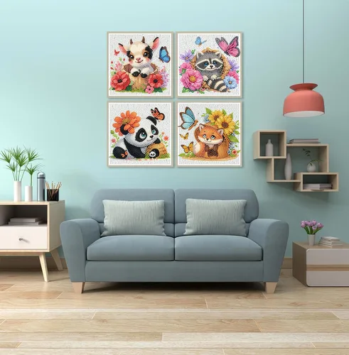 Vista 4 de Kits de Arte de Diamantes para Niños - Paquete de 4 Pinturas de Arte de Diamantes para Niños - Artes y Manualidades para Niños de 8 a 12 Años