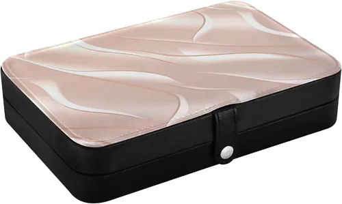 Vista 3 de Flradish Rose Gold Texture Travel Jewelry Box,Portable PU Leather Small Jewelry Organizer for Earrings,Ring,Necklaces,Bracelets
