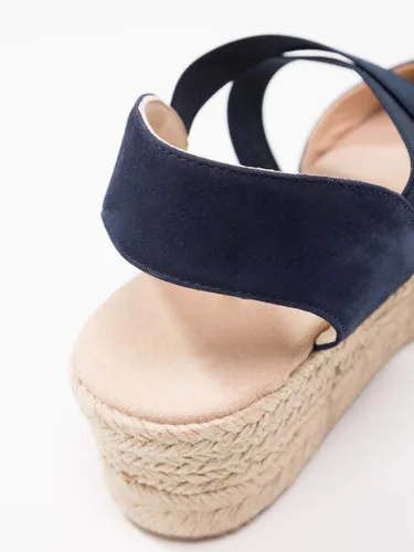 Vista 5 de Sandalias de tacón medio con plataforma con tiras elásticas cruzadas para mujer tipo esparteñas (personalizable)