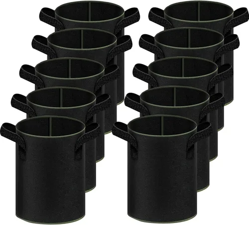 Vista 9 de iPower - Bolsa de cultivo para plantas de 5 galones, paquete de 6, resistentes, de tela con asas de nylon, contenedores de 300g de tela no tejida