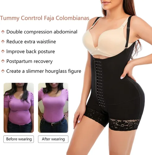 Vista 6 de SHAPERX Fajas de control de abdomen colombianas de alta compresión moldeadora de cuerpo para mujer, levantamiento de glúteos, adelgazador de muslos