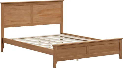 Vista 5 de Merax Cama de plataforma de tamaño matrimonial, cama moderna de madera maciza con soporte de listones de madera resistente, Seadrift